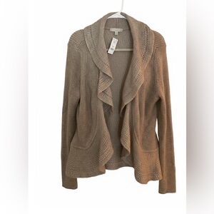 NWT White House Black Market Women's Gold Open Front Cardigan Sweater M